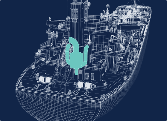 Illustration of a scrubber in situ on a tanker vessel