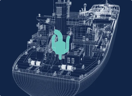 Illustration of a scrubber in situ on a tanker vessel